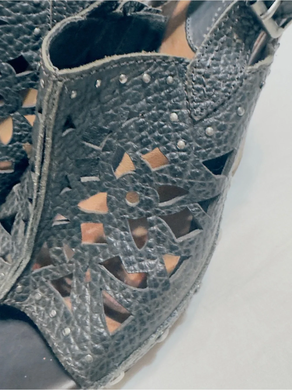 Ariat Fortune Studded Perforated chocolate brown Leather Slingback Sandal